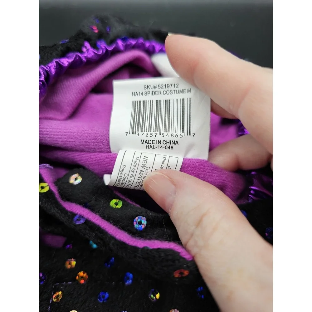 Black & Purple Sparkle Spider Dog Costume Medium Dog Costume‎